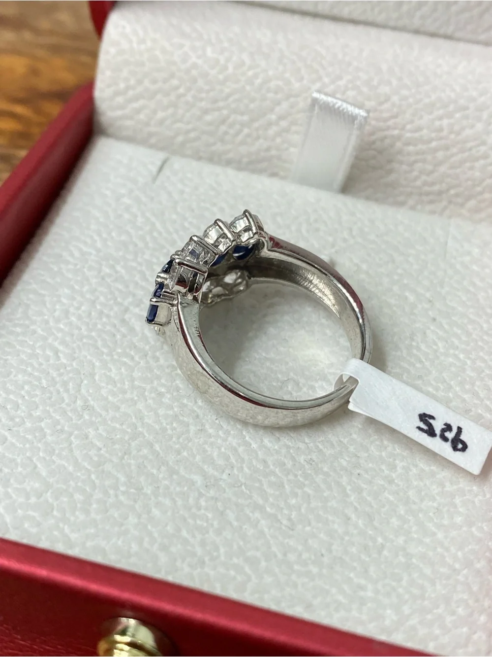 925 Sterling Silver Natural Sapphire And CZ Ring